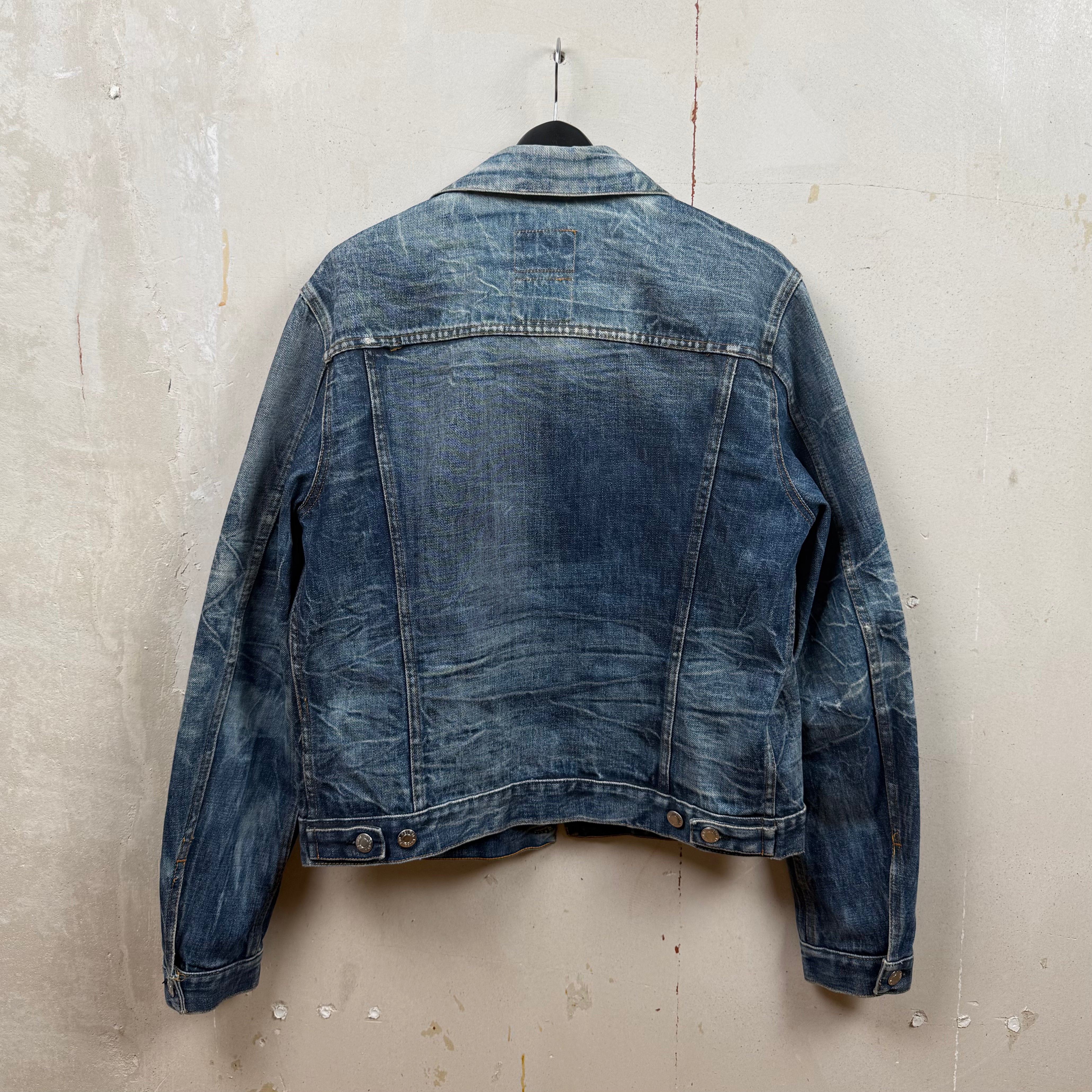 Helmut Lang 2004 Marble Wash Broken Denim Jacket