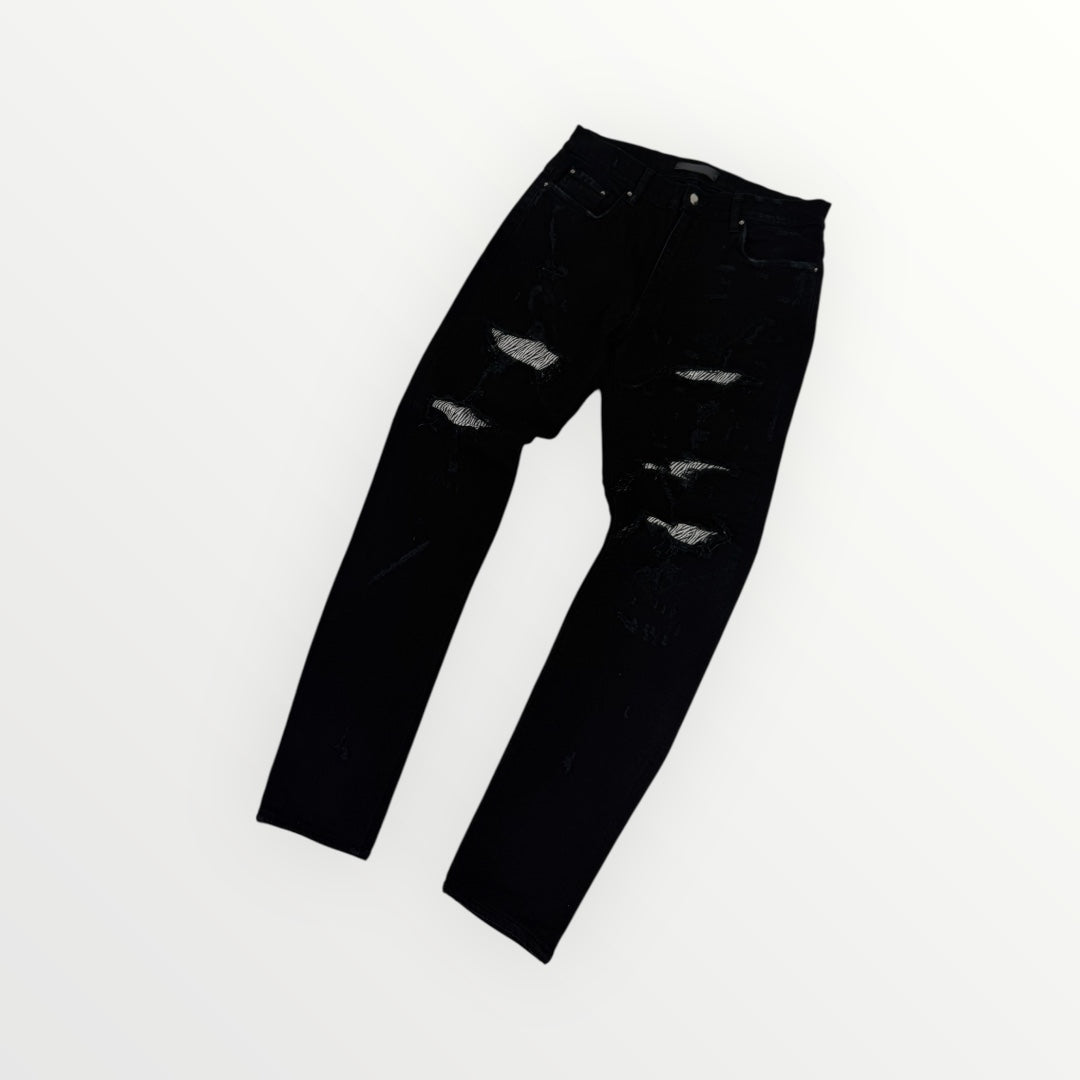 Amiri Ripped Black Jeans Zebra Pattern